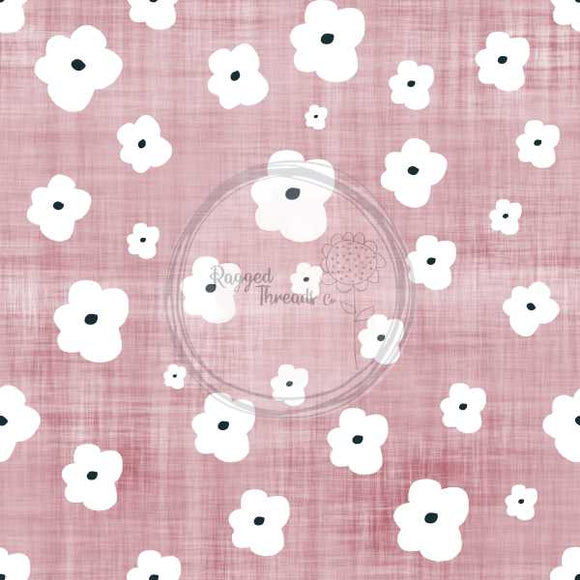 FABArt Design - Showcase SA Designer Shirley Labuschagne - White Flower Pink Linen
